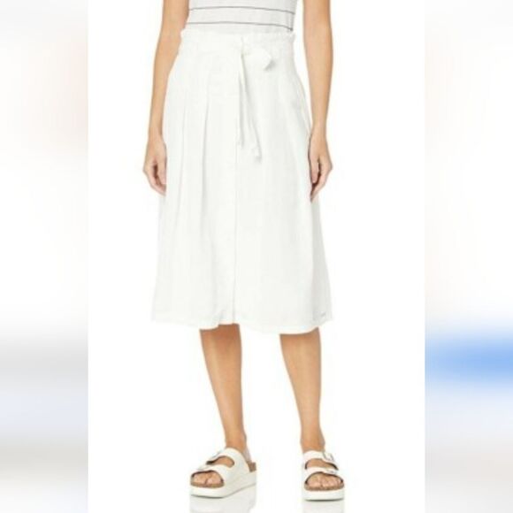 Volcom Deep Tracks White Skirt Linen Blend Button Front Belt Medium - Picture 3 of 3